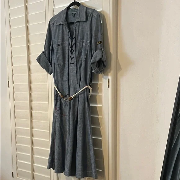 Ralph Lauren Chambray Blue Long Sleeve Dress - Picture 3 of 6